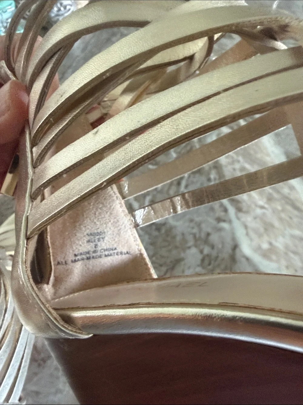 Strappy Metallic Gladiator wedge Sandals - Gold